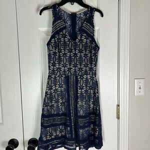 Anna Be Lace Womens Lined Navy Dress Size XS